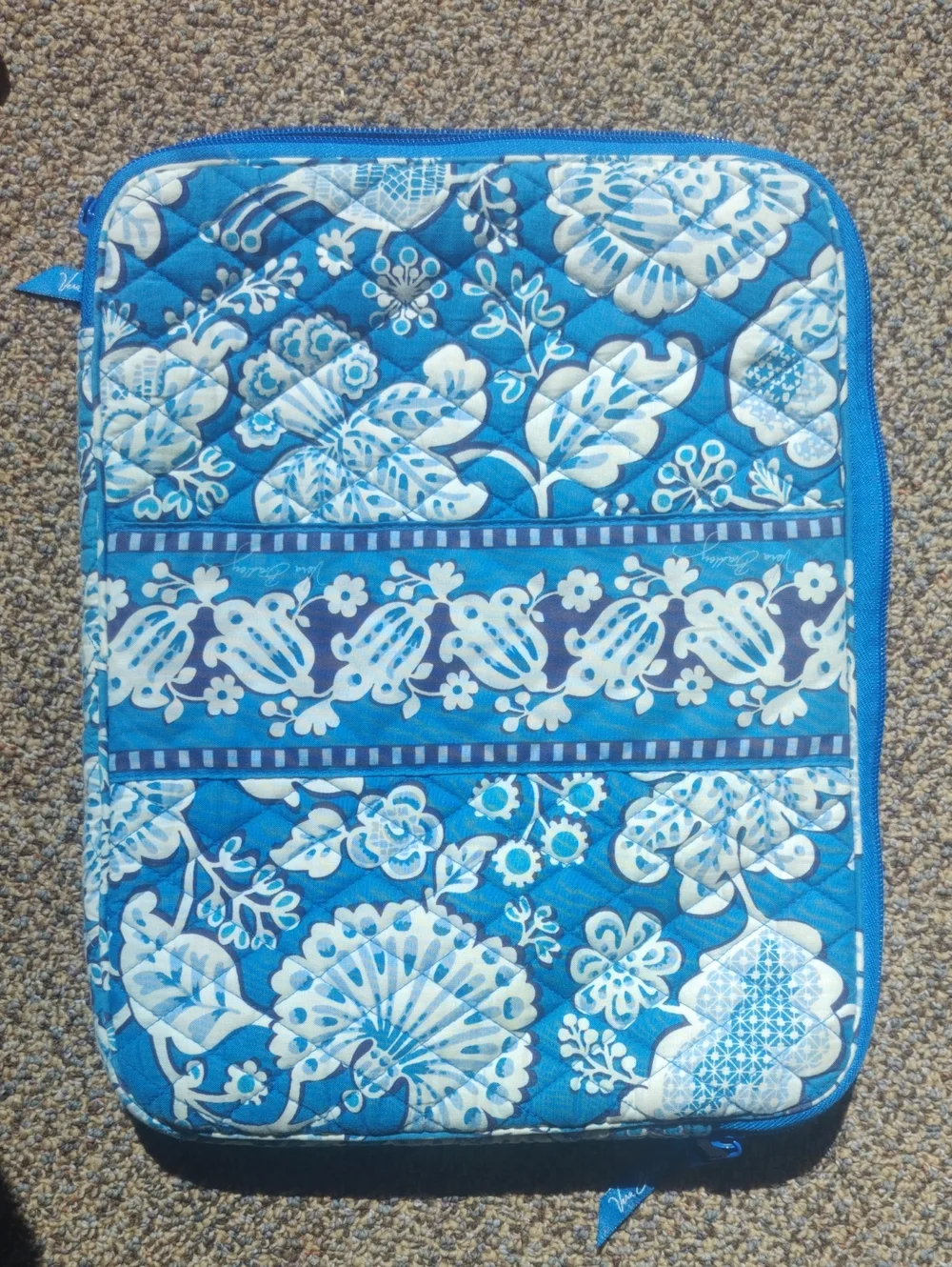 Vera Bradley Blue and White Quilted Laptop Sleeve